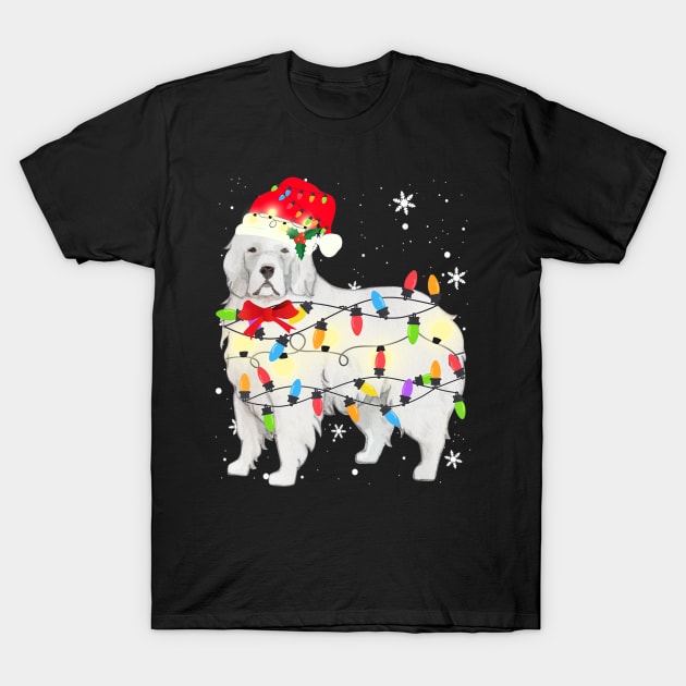 Great Pyrenees Dog Christmas Light Xmas Mom Dad T-Shirt by Mitsue Kersting